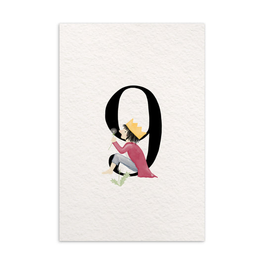 Zahlen-Postkarte "Geburtstagskönig 9"
