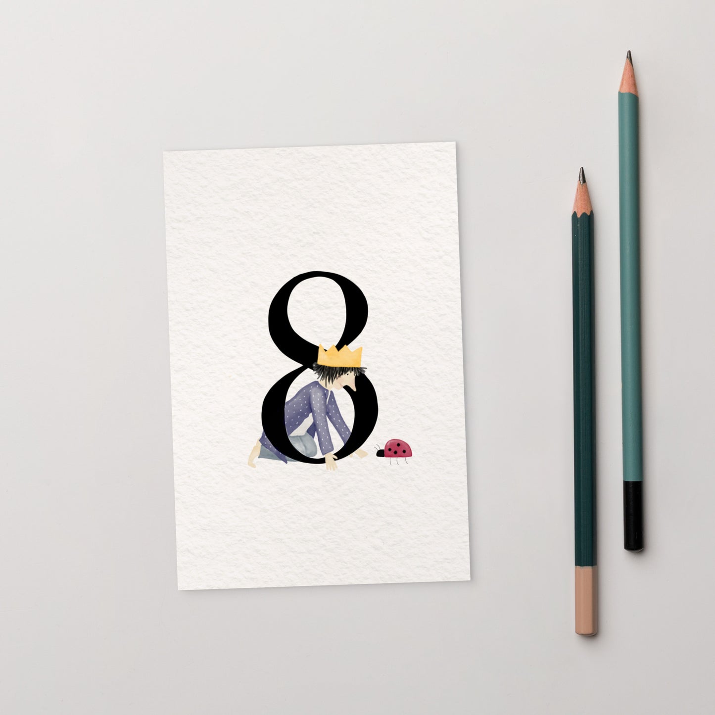 Zahlen-Postkarte "Geburtstagskönig 8"