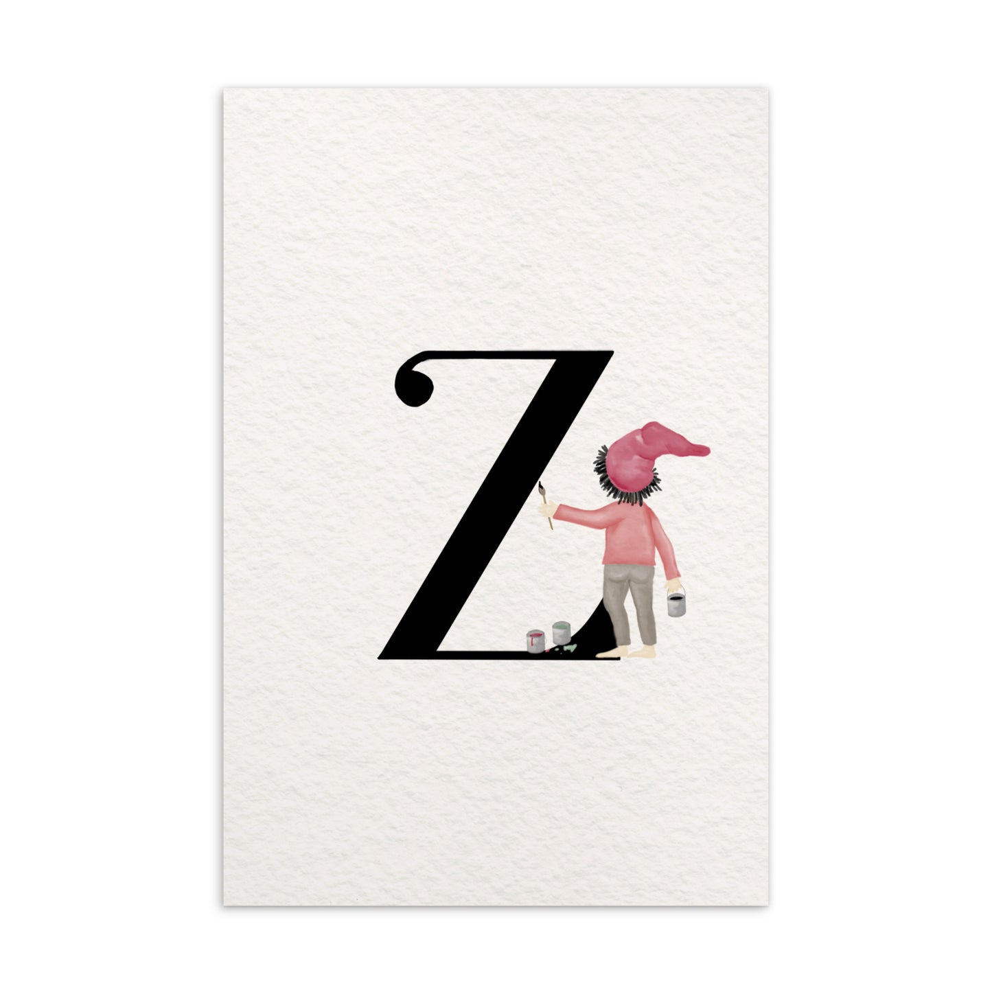 Buchstabenkarte "Z" im Zwergendesign
