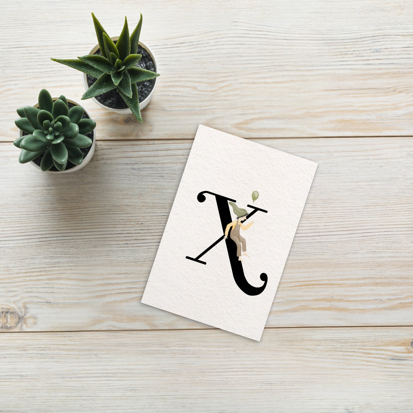 Buchstabenkarte "X" im Zwergendesign