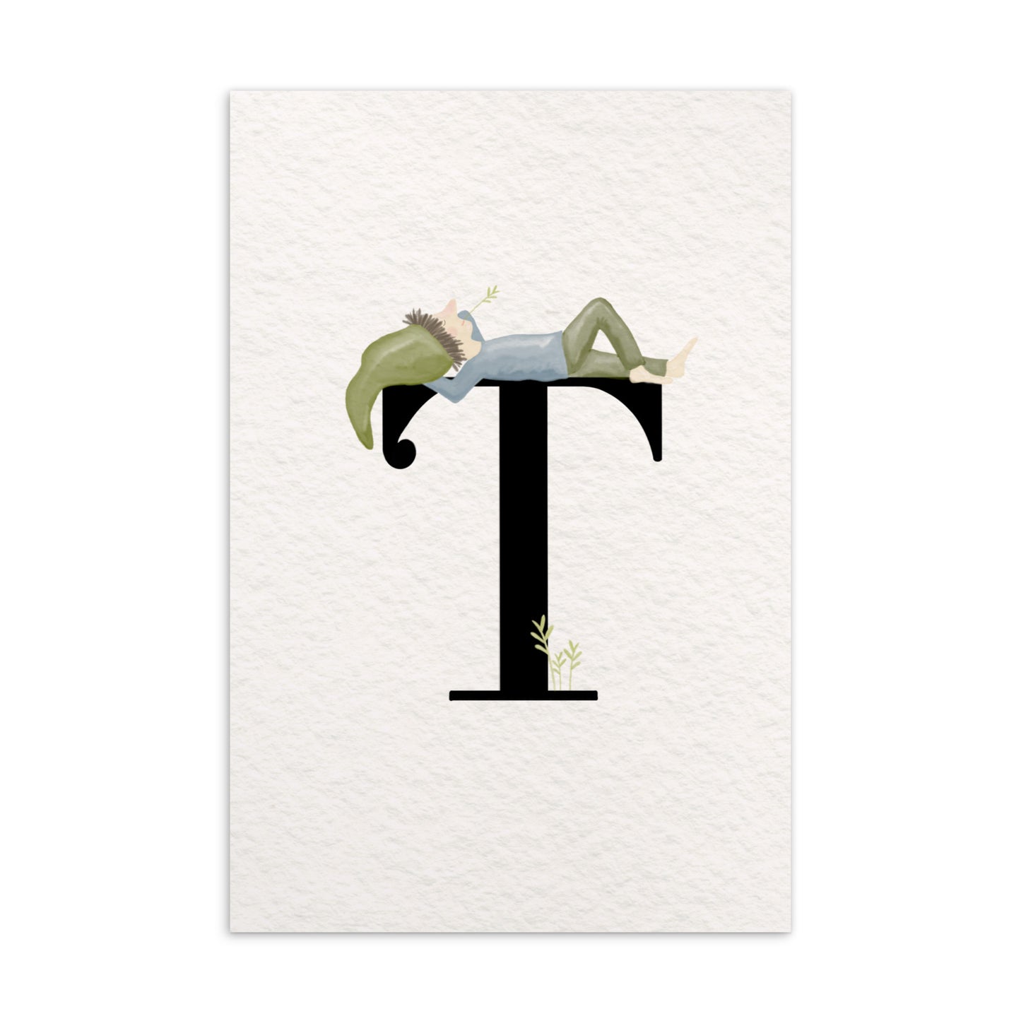 Buchstabenkarte "T" im Zwergendesign
