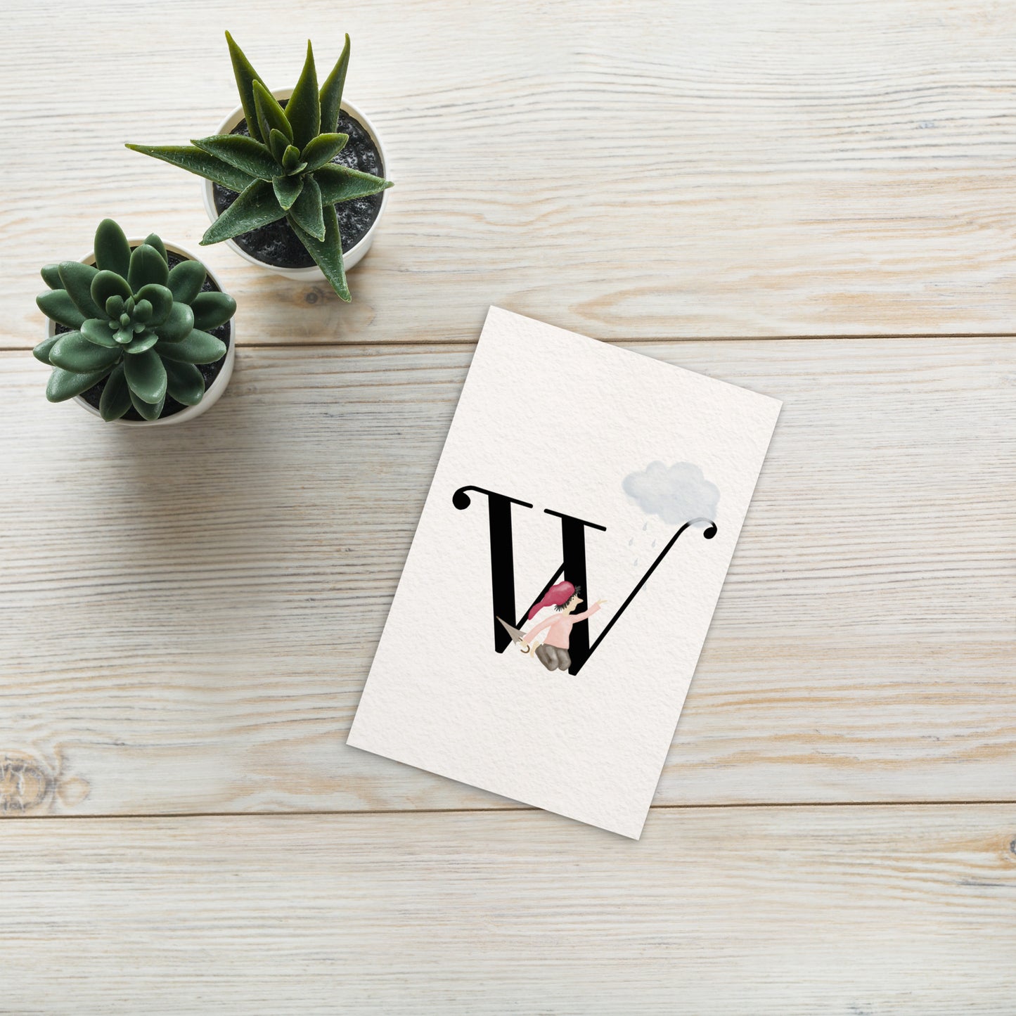 Buchstabenkarte "W" im Zwergendesign