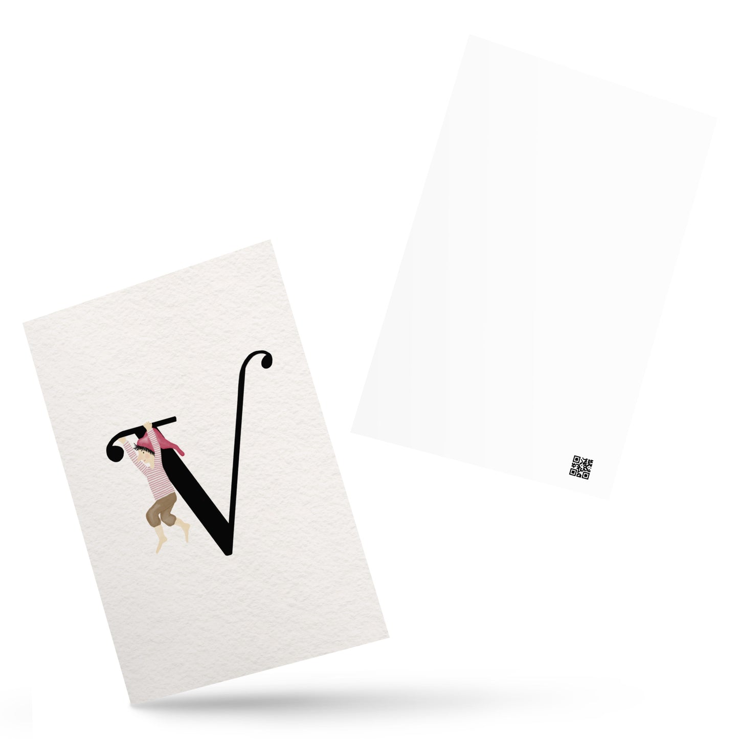 Buchstabenkarte "V" im Zwergendesign