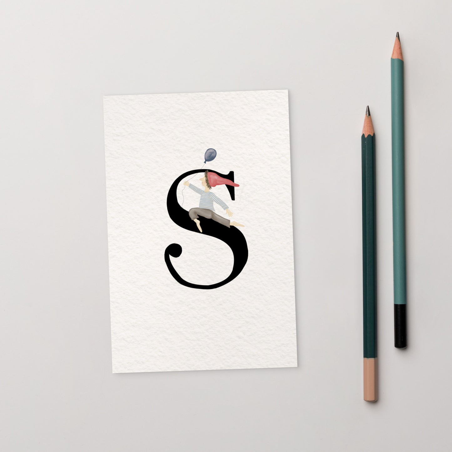 Buchstabenkarte "S" im Zwergendesign