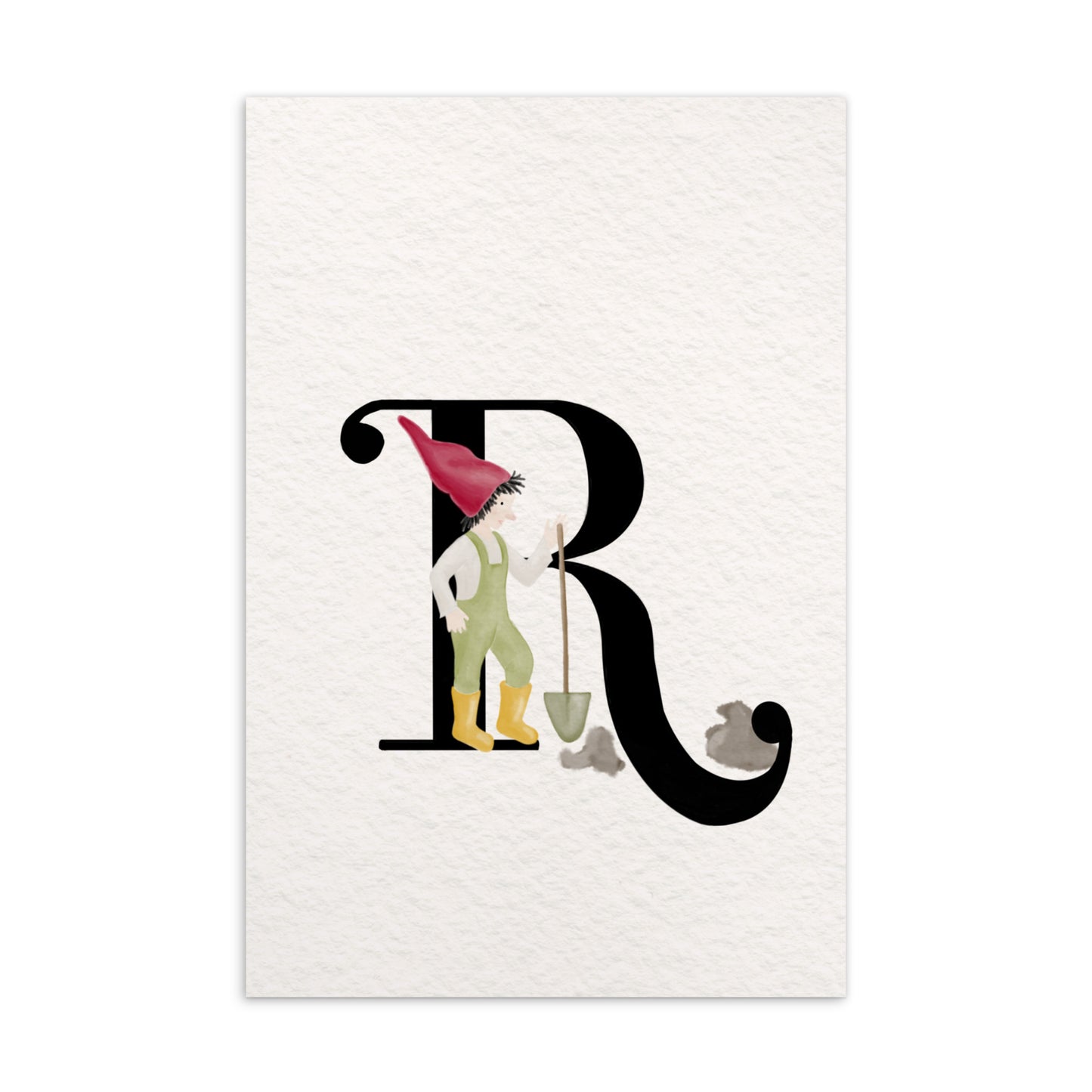 Buchstabenkarte "R" im Zwergendesign