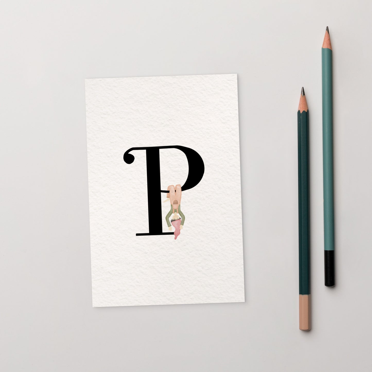 Buchstabenkarte "P" im Zwergendesign