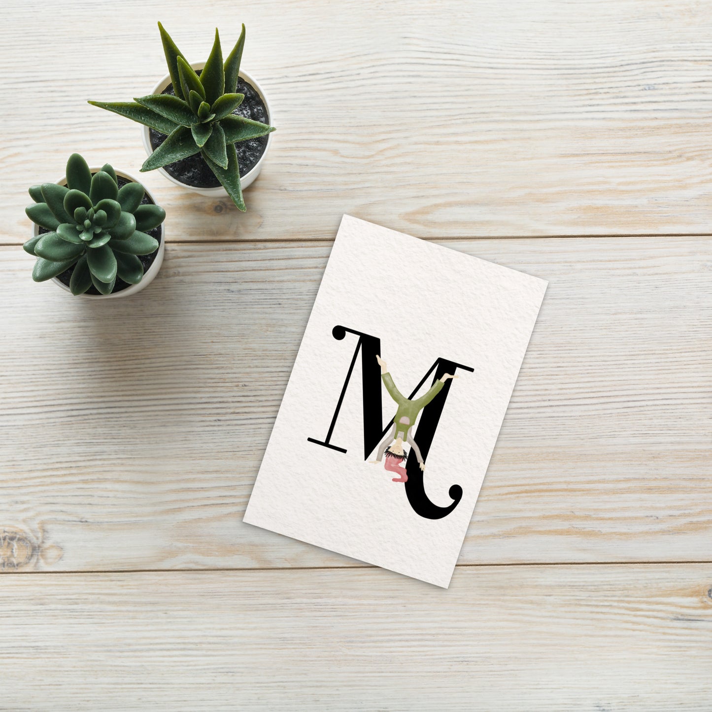 Buchstabenkarte "M" im Zwergendesign