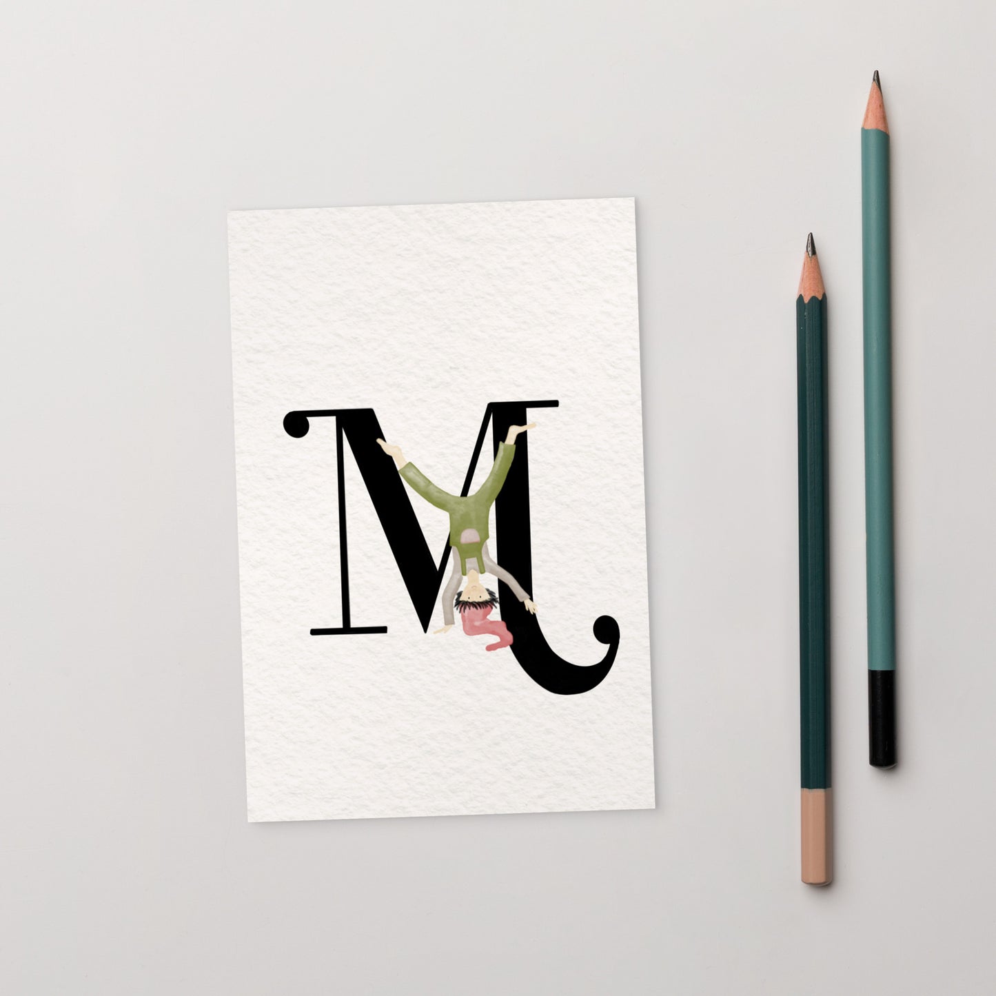 Buchstabenkarte "M" im Zwergendesign
