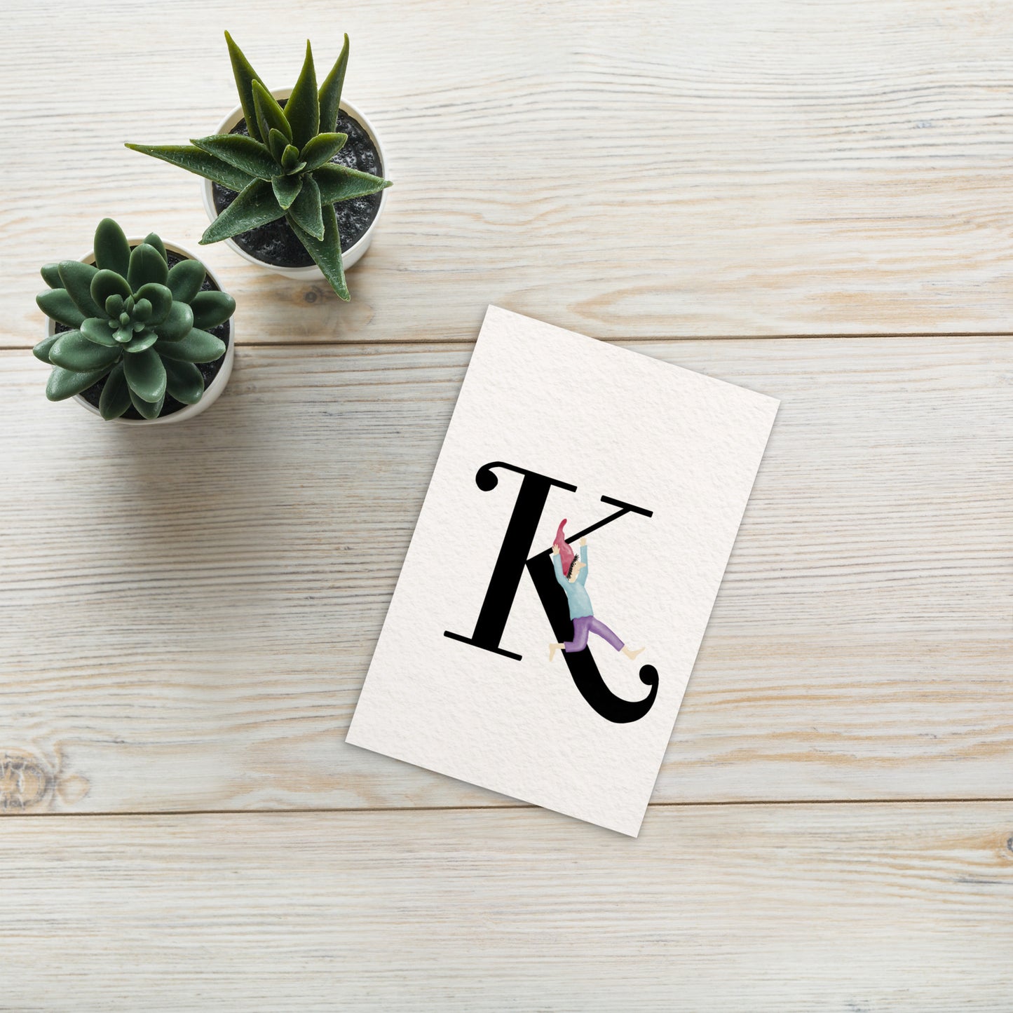 Buchstabenkarte "K" im Zwergendesign