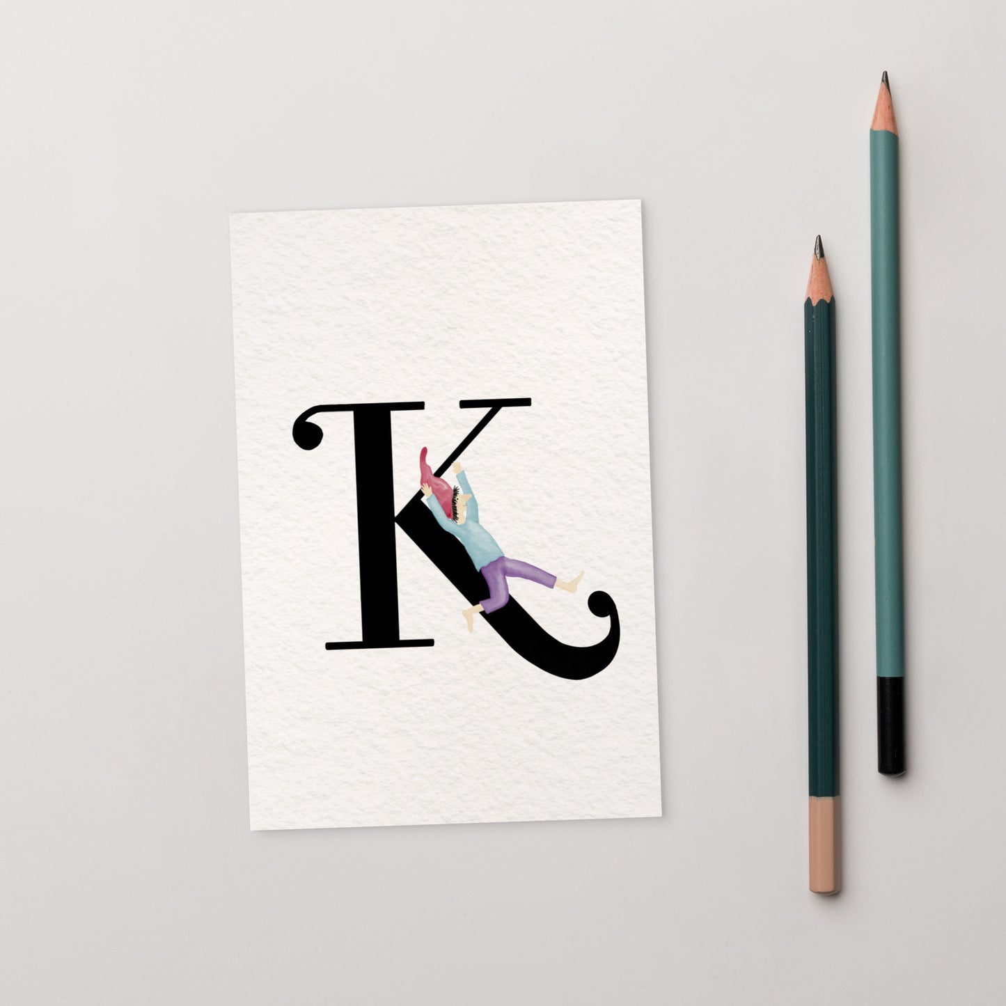 Buchstabenkarte "K" im Zwergendesign