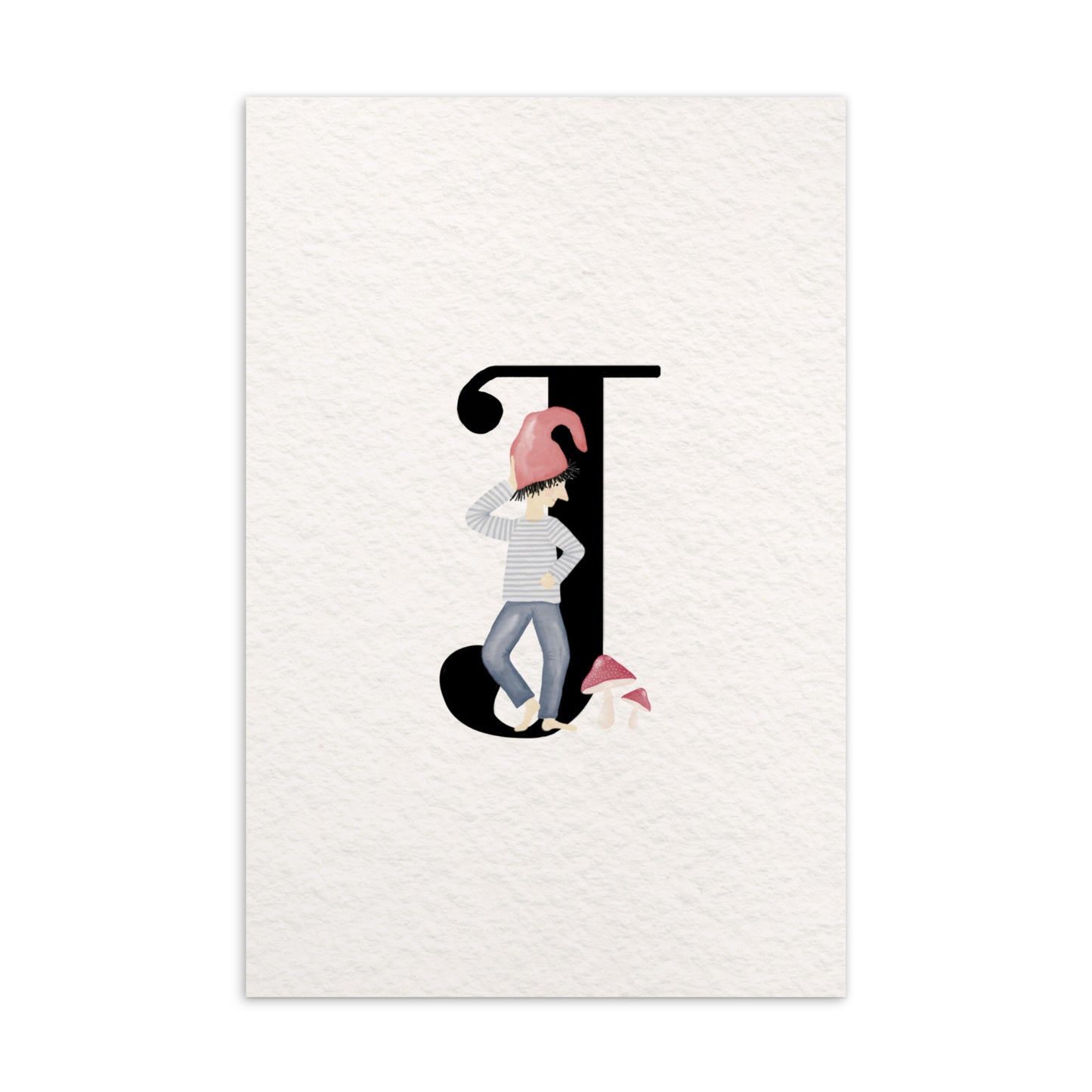 Buchstabenkarte "J" im Zwergendesign