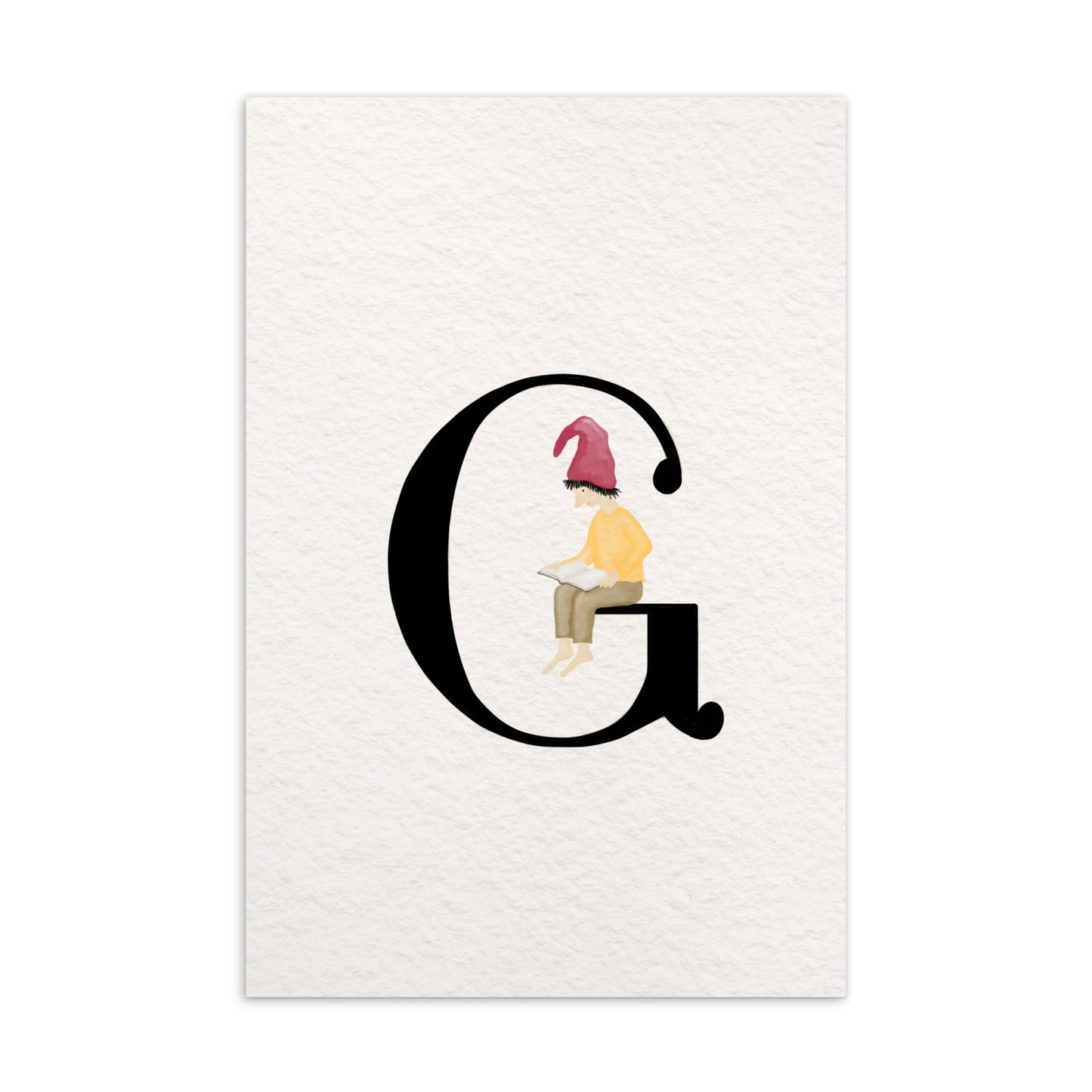 Buchstabenkarte "G" im Zwergendesign