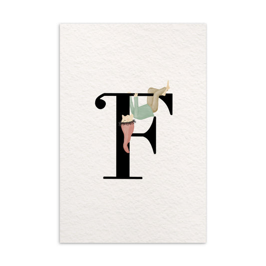 Buchstabenkarte "F" im Zwergendesign