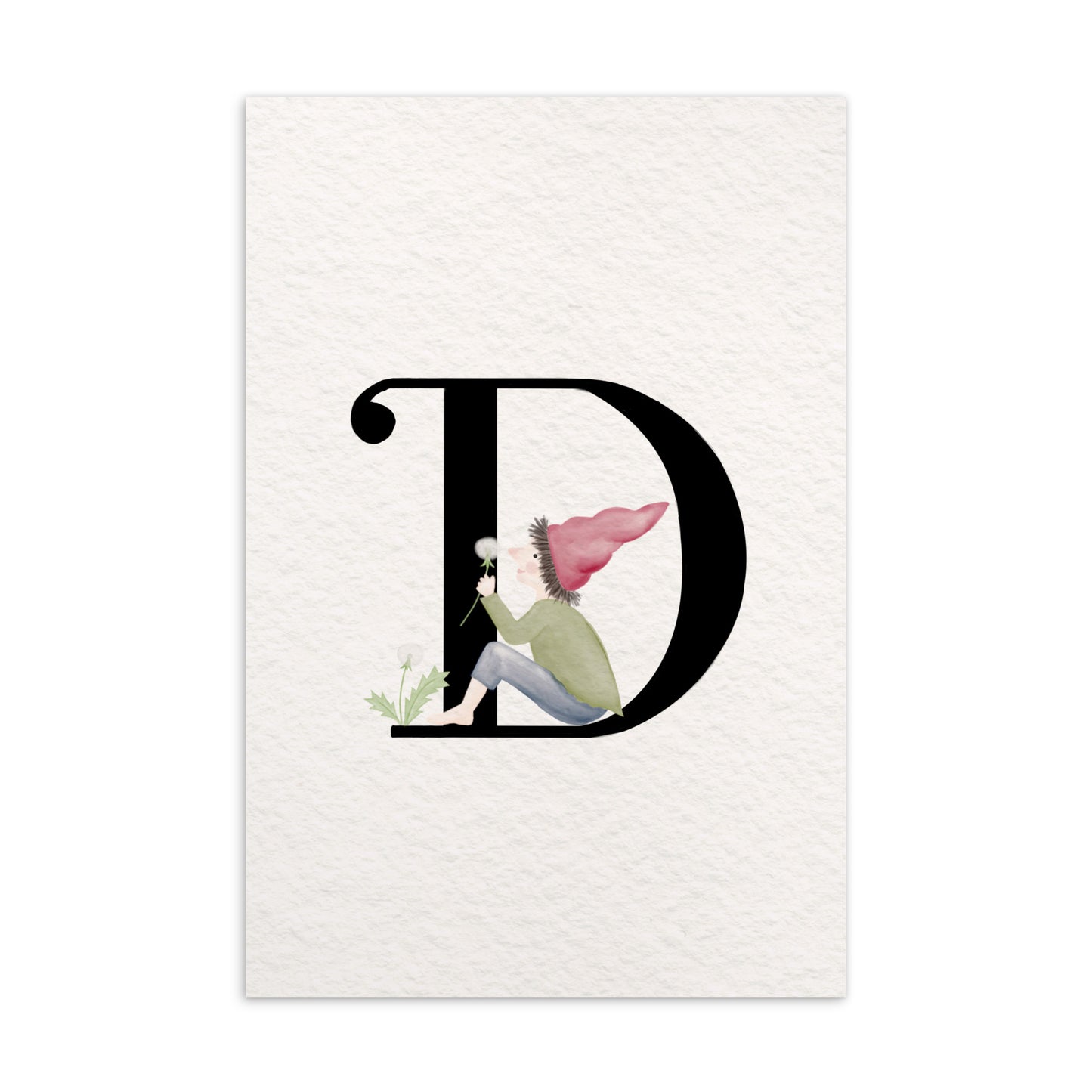 Buchstabenkarte "D" im Zwergendesign