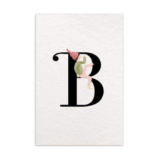 Buchstabenkarte "B" im Zwergendesign