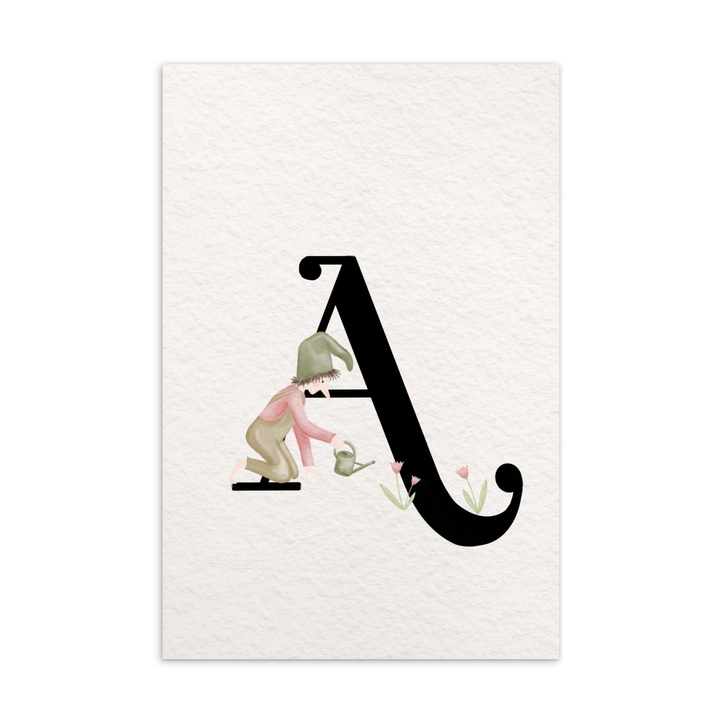 Buchstabenkarte "A" im Zwergendesign