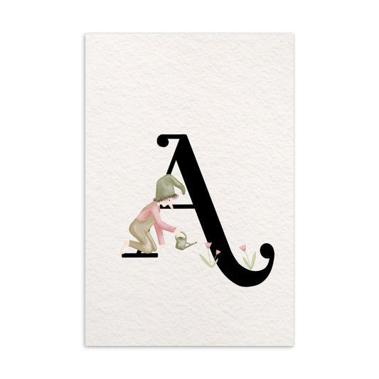 Buchstabenkarte "A" im Zwergendesign