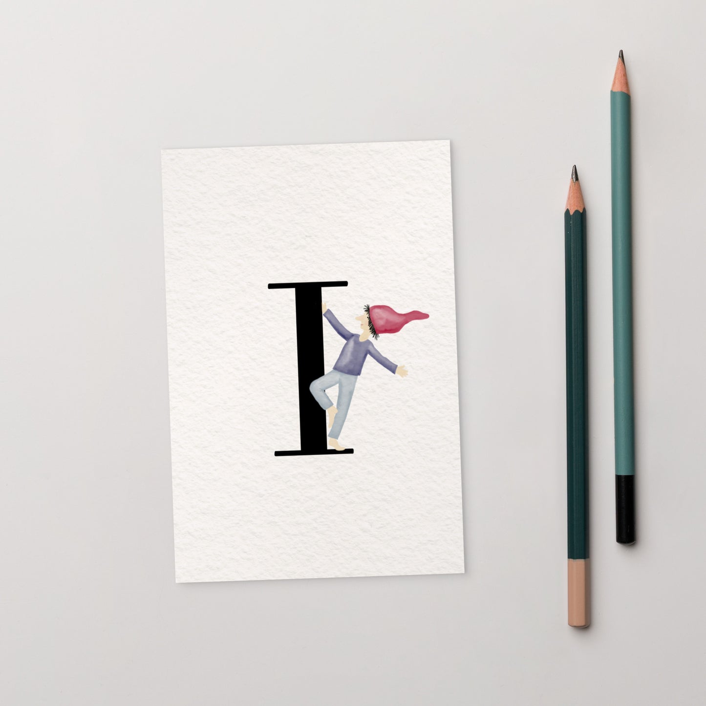 Buchstabenkarte "I" im Zwergendesign