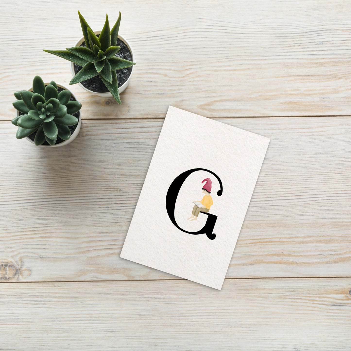 Buchstabenkarte "G" im Zwergendesign