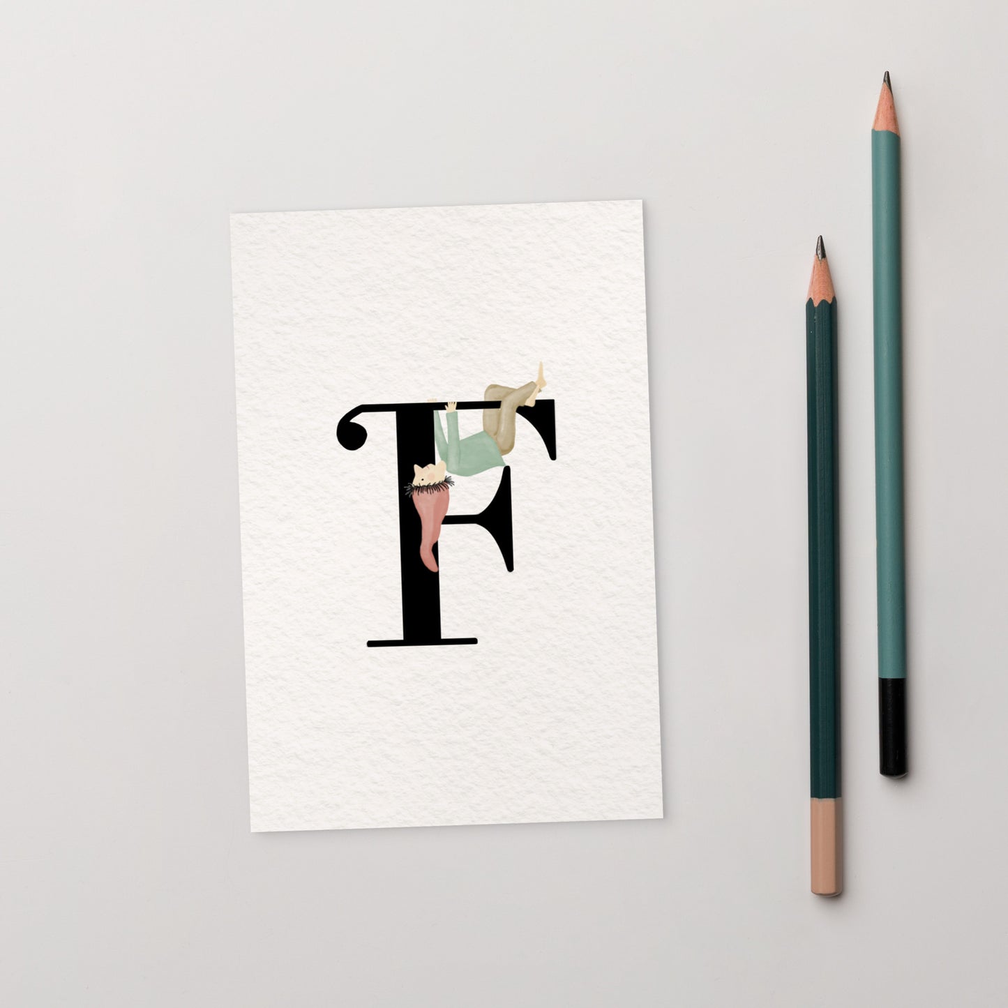 Buchstabenkarte "F" im Zwergendesign