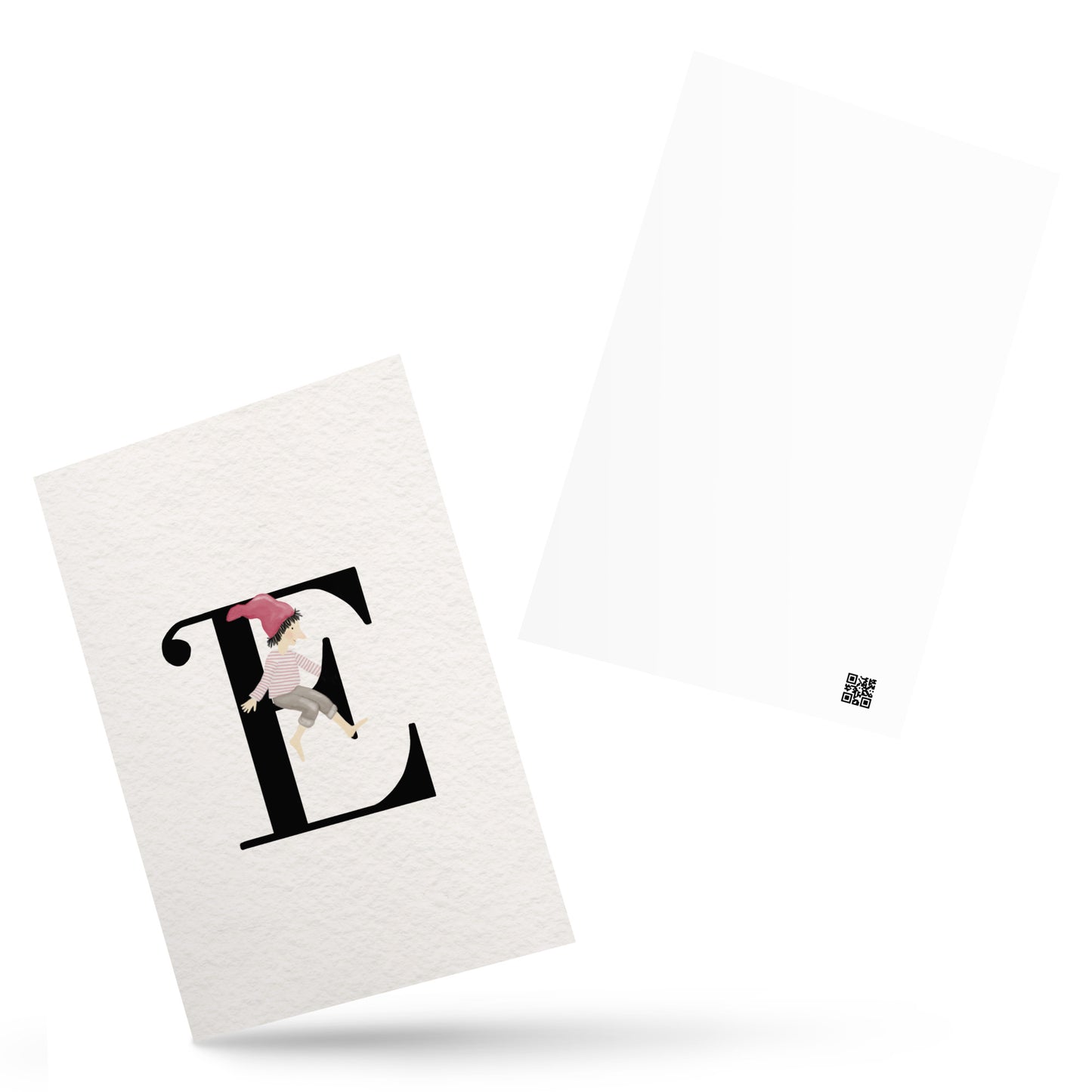Buchstabenkarte "E" im Zwergendesign
