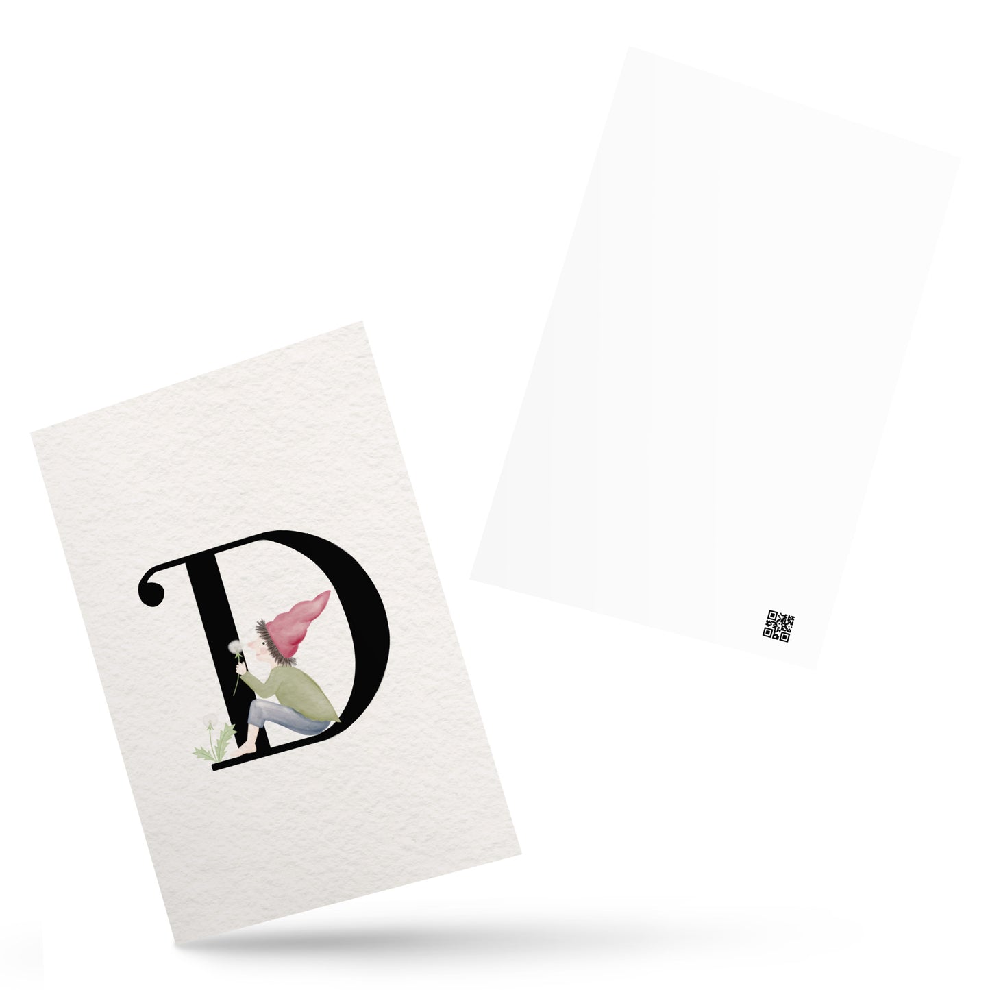 Buchstabenkarte "D" im Zwergendesign