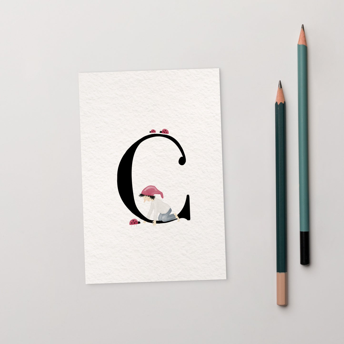 Buchstabenkarte "C" im Zwergendesign