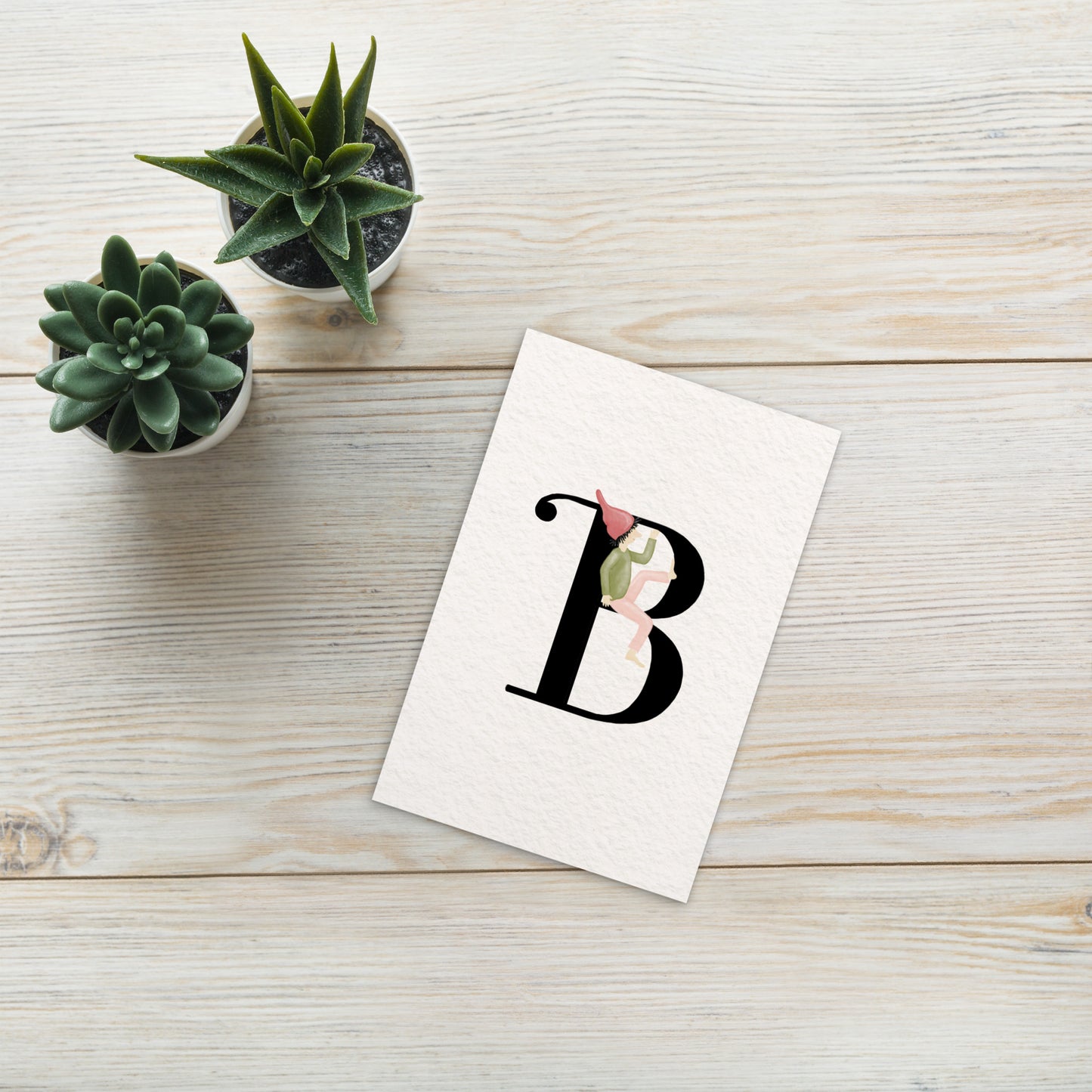 Buchstabenkarte "B" im Zwergendesign