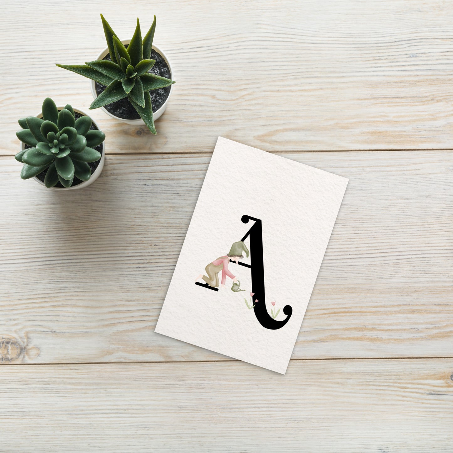 Buchstabenkarte "A" im Zwergendesign