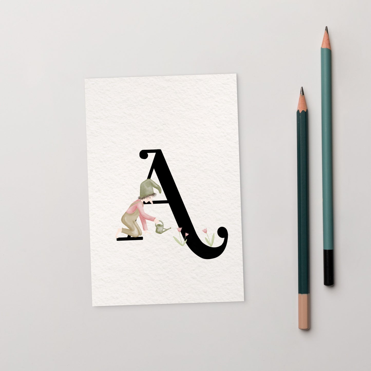 Buchstabenkarte "A" im Zwergendesign