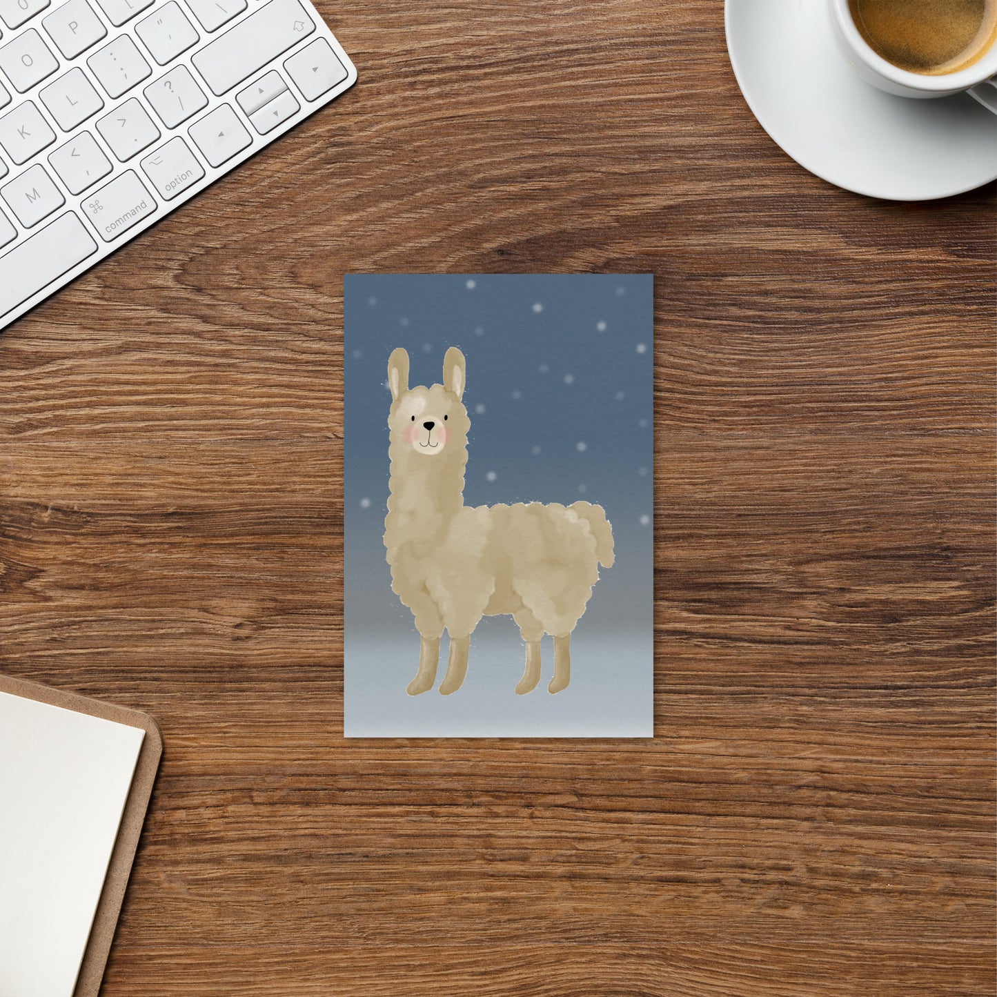 Postkarte "Lama im Schnee"