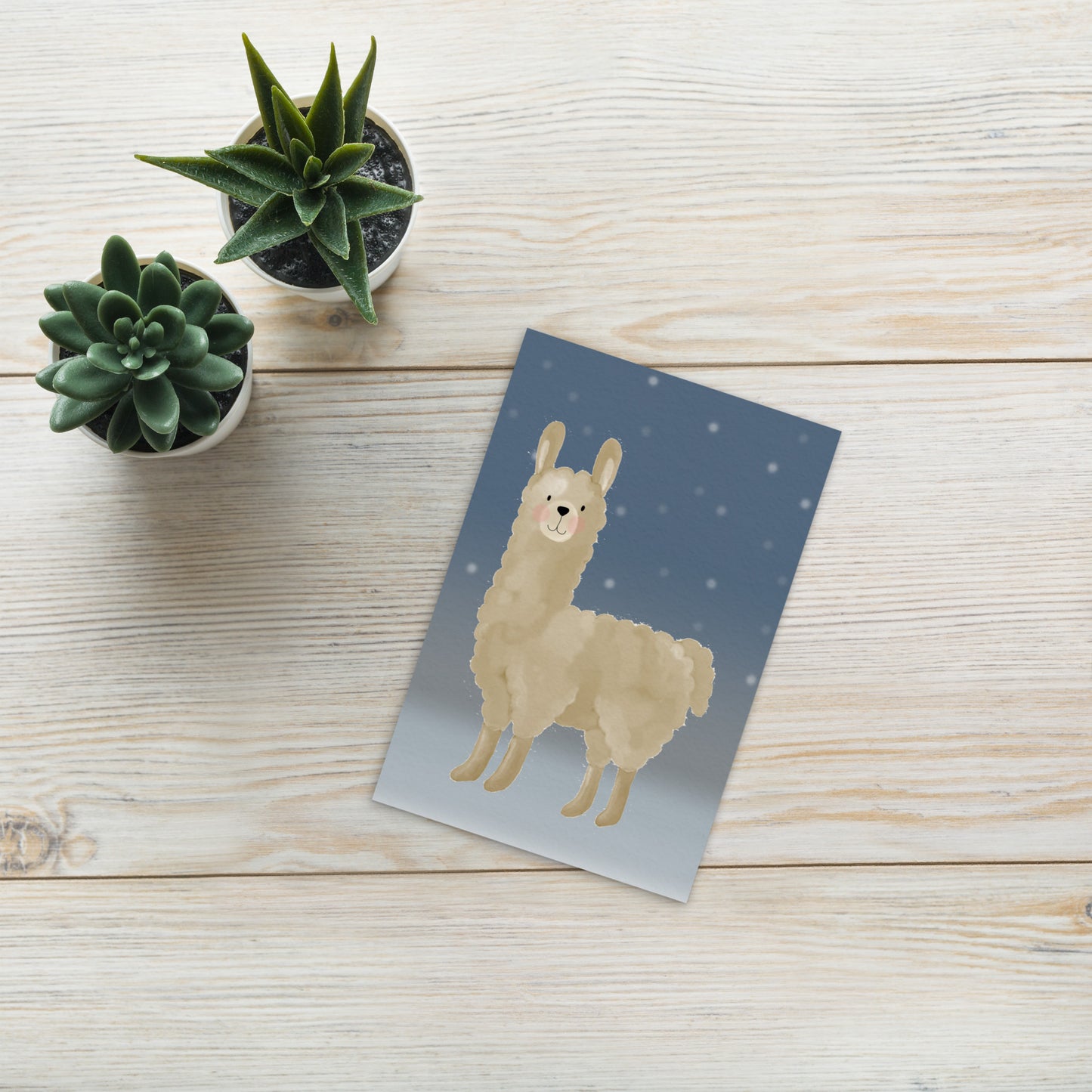 Postkarte "Lama im Schnee"