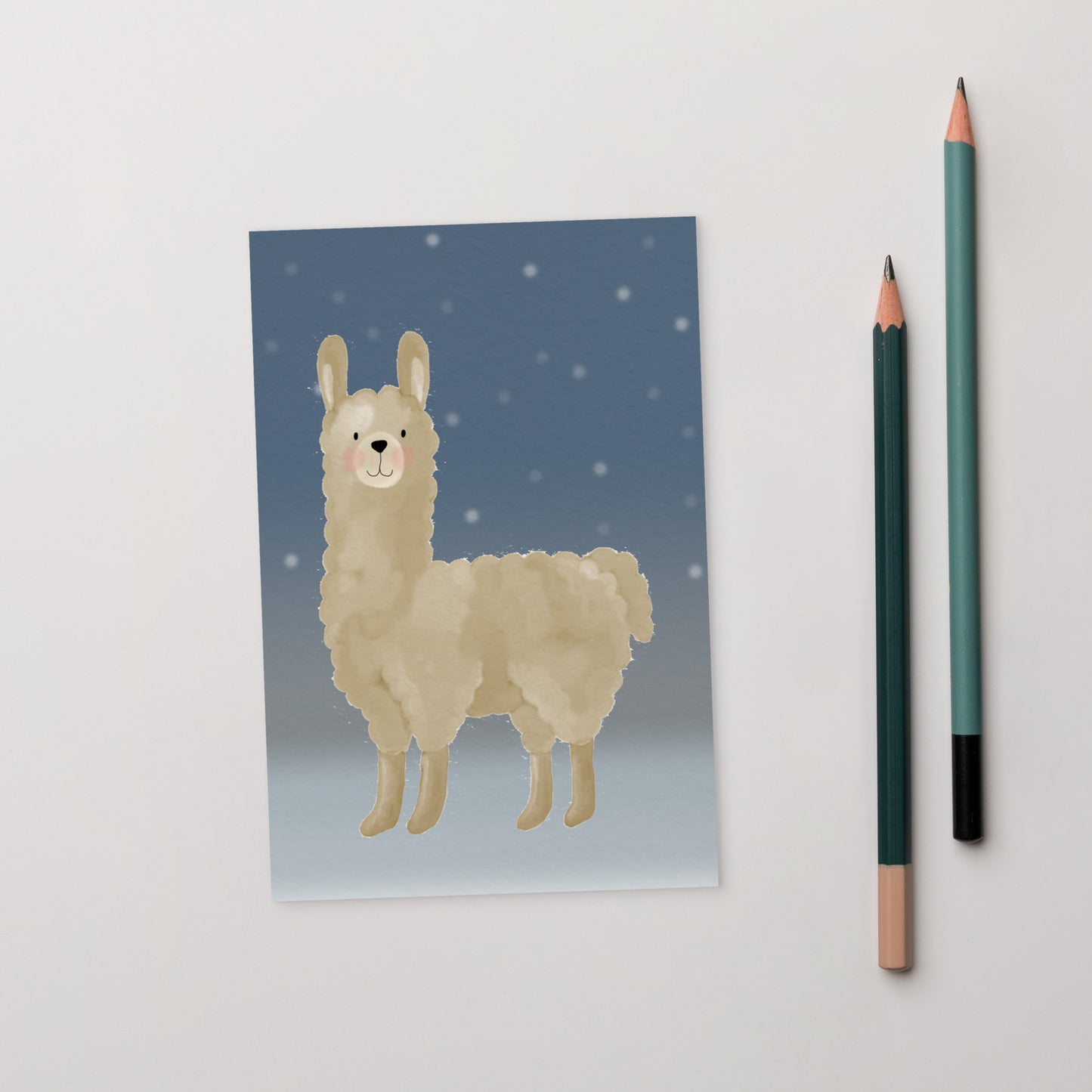 Postkarte "Lama im Schnee"