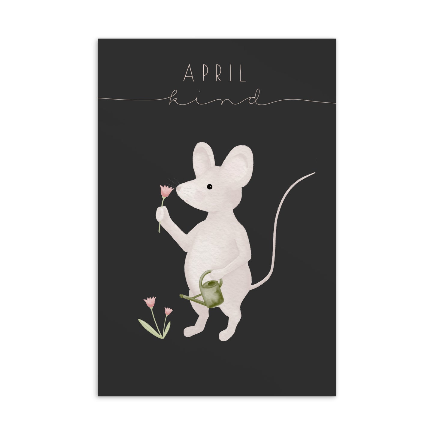 Postkarte kleine Maus "April Kind"