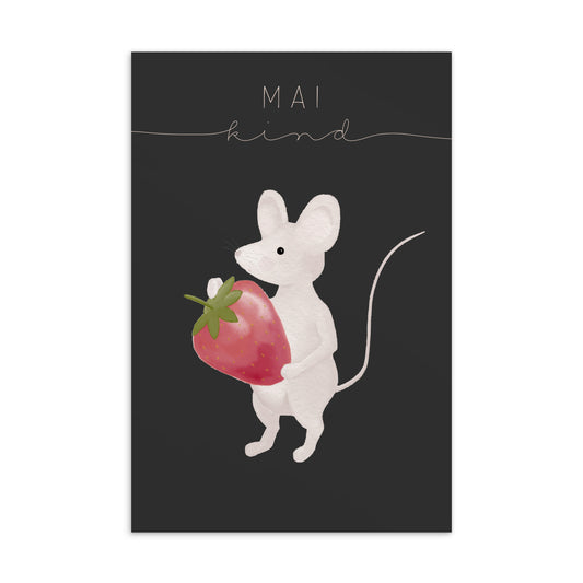 Postkarte kleine Maus "Mai Kind"