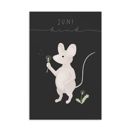 Postkarte kleine Maus "Juni Kind"