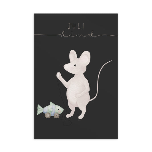Postkarte kleine Maus "Juli Kind"
