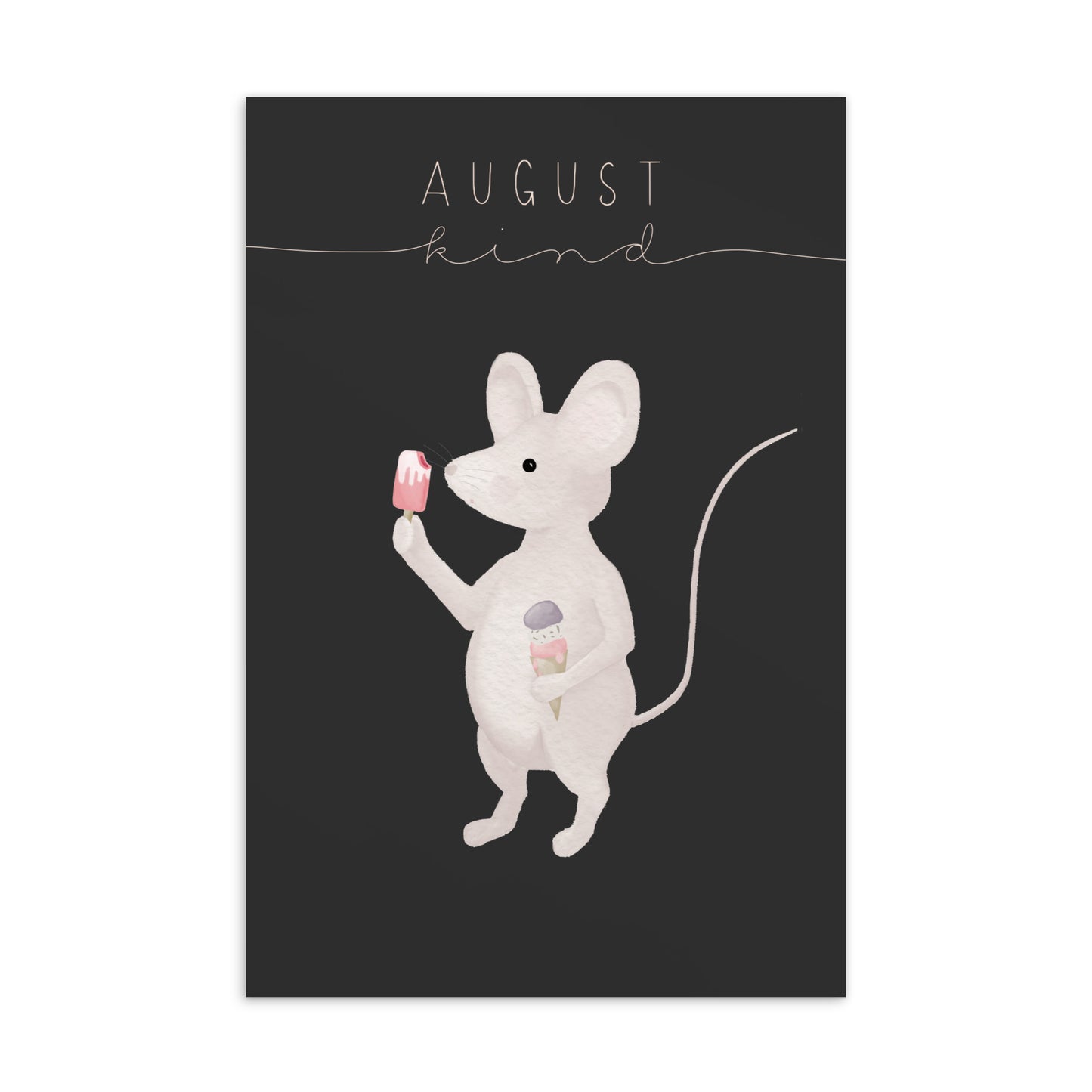 Postkarte kleine Maus "August Kind"