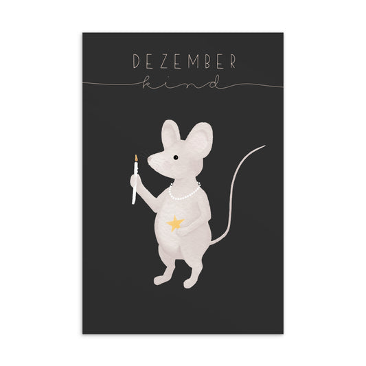 Postkarte kleine Maus "Dezember Kind"