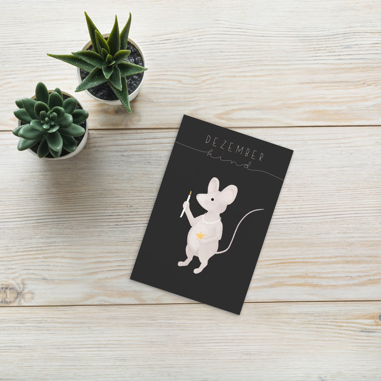 Postkarte kleine Maus "Dezember Kind"