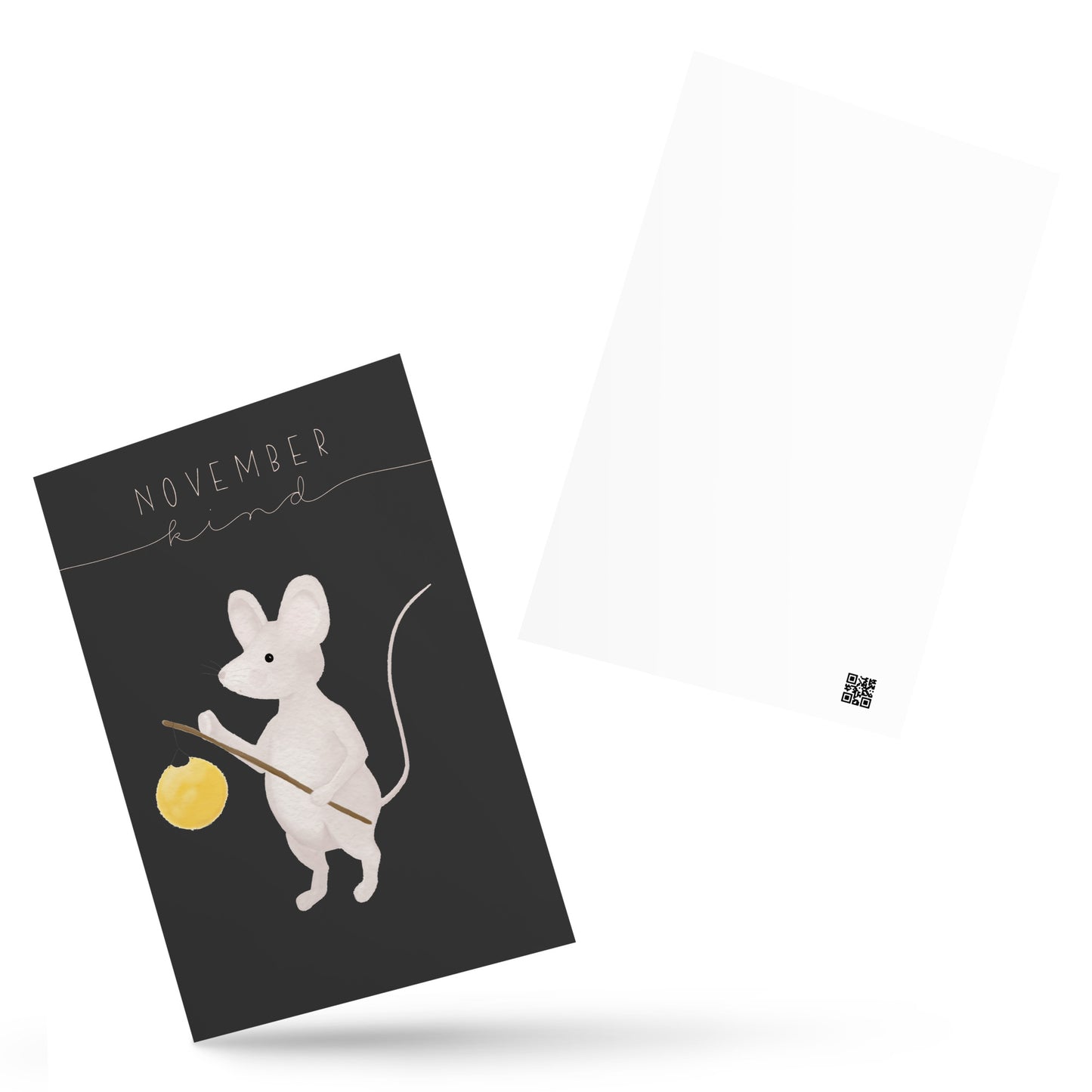 Postkarte kleine Maus "November Kind"