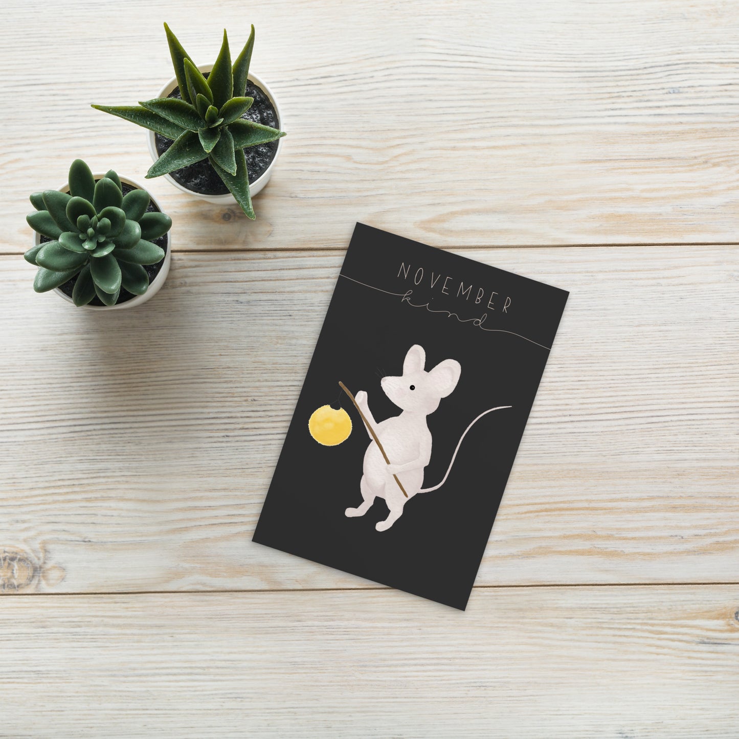 Postkarte kleine Maus "November Kind"