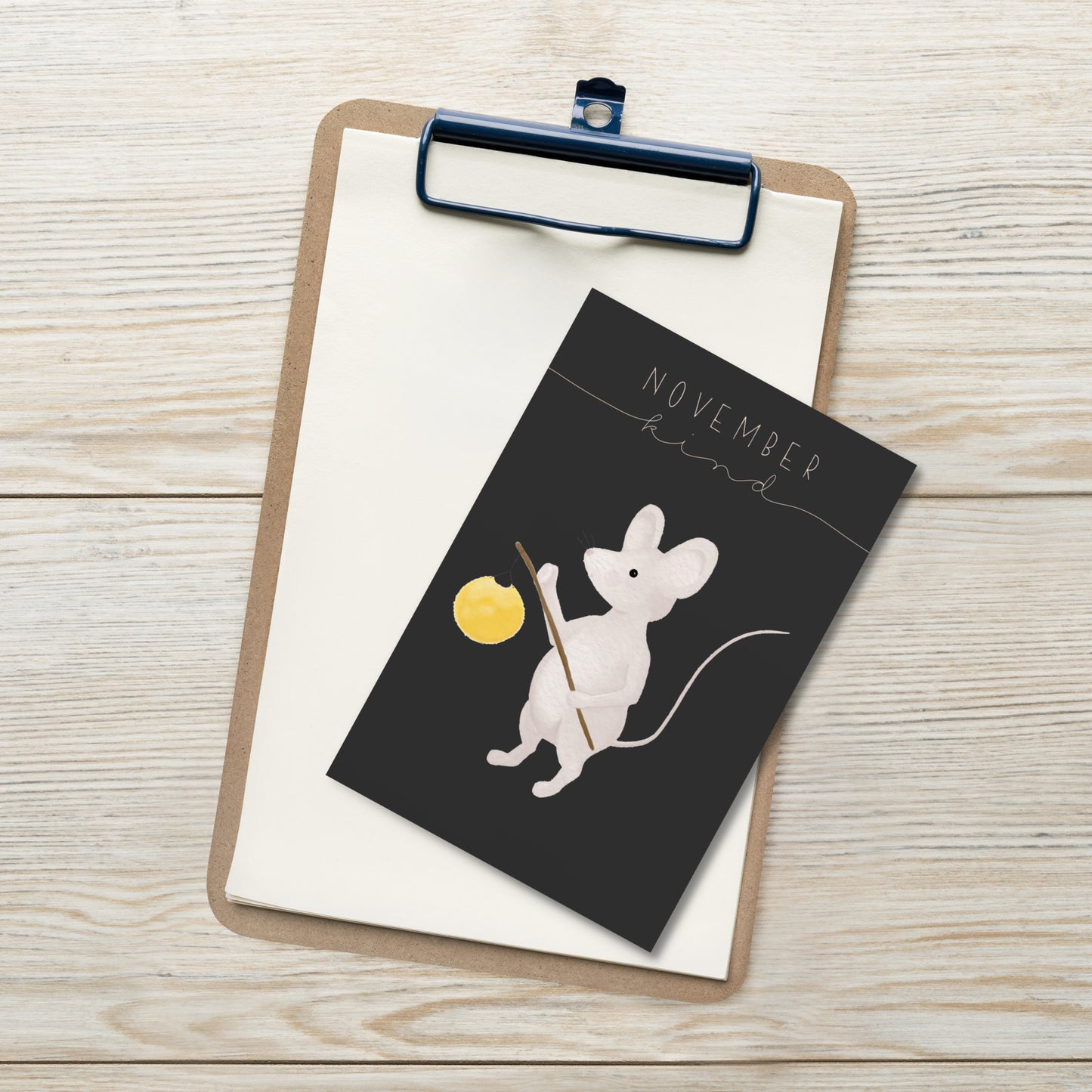 Postkarte kleine Maus "November Kind"