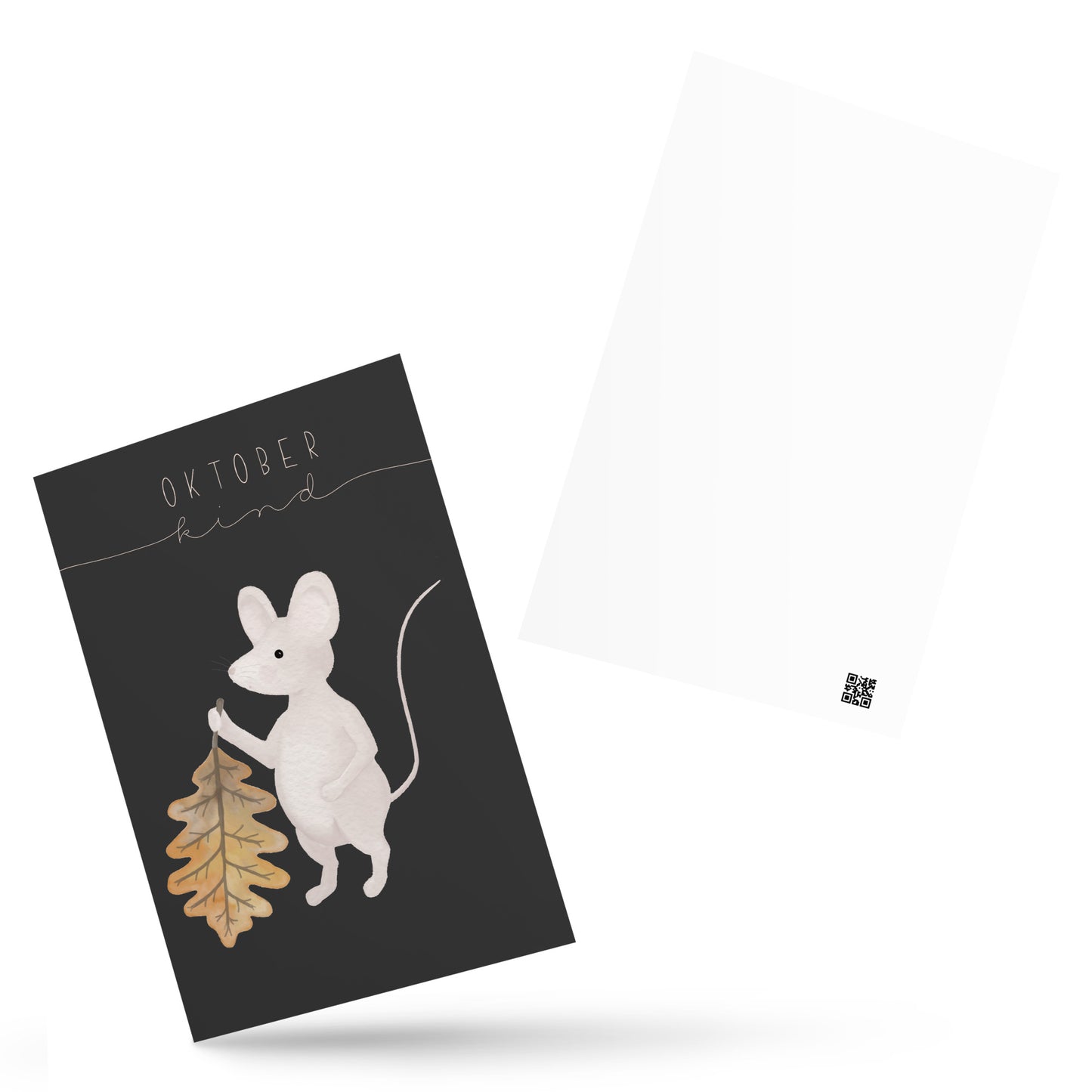 Postkarte kleine Maus "Oktober Kind"