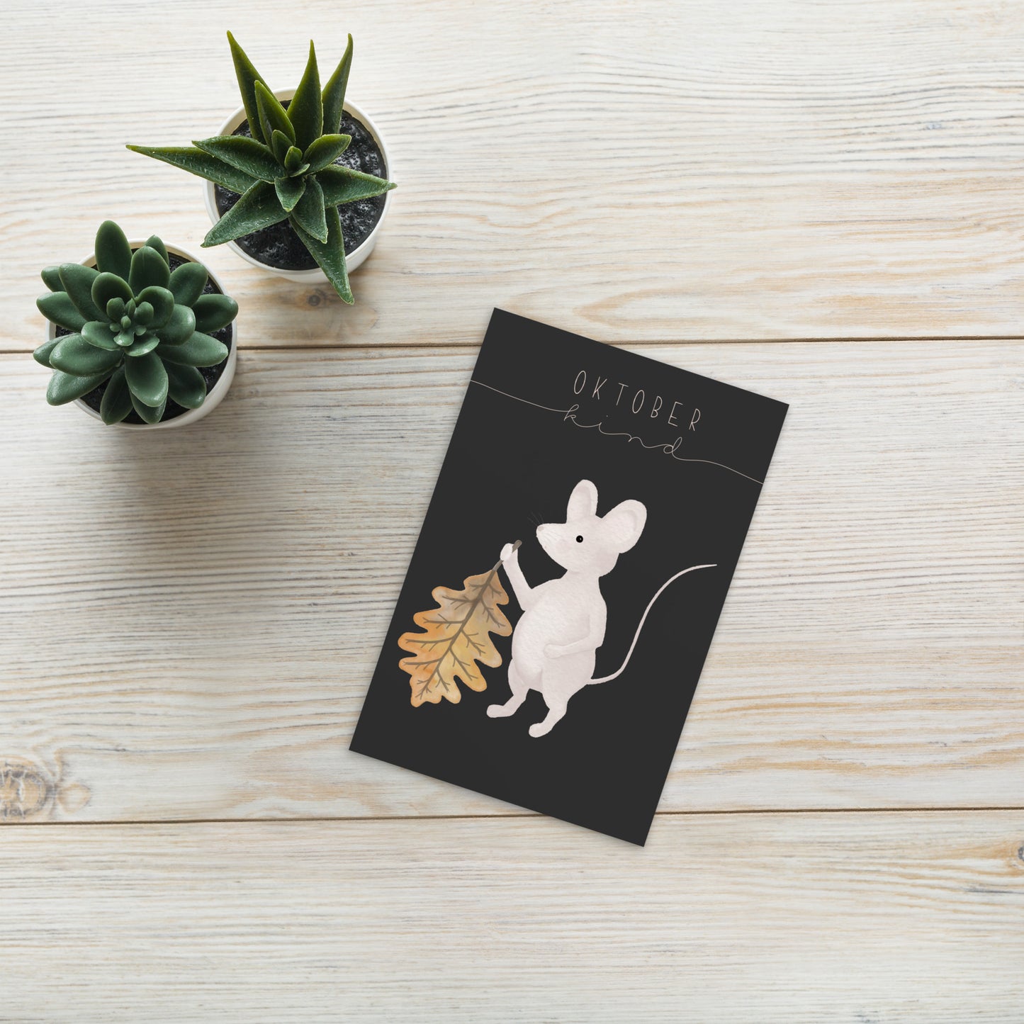 Postkarte kleine Maus "Oktober Kind"