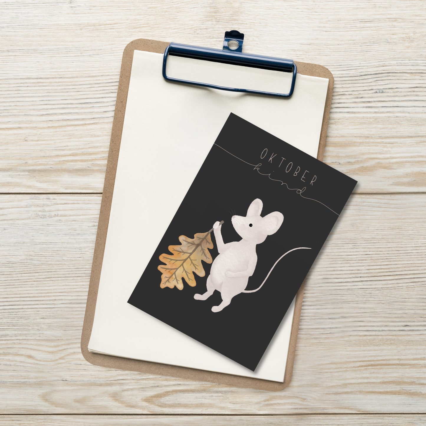 Postkarte kleine Maus "Oktober Kind"