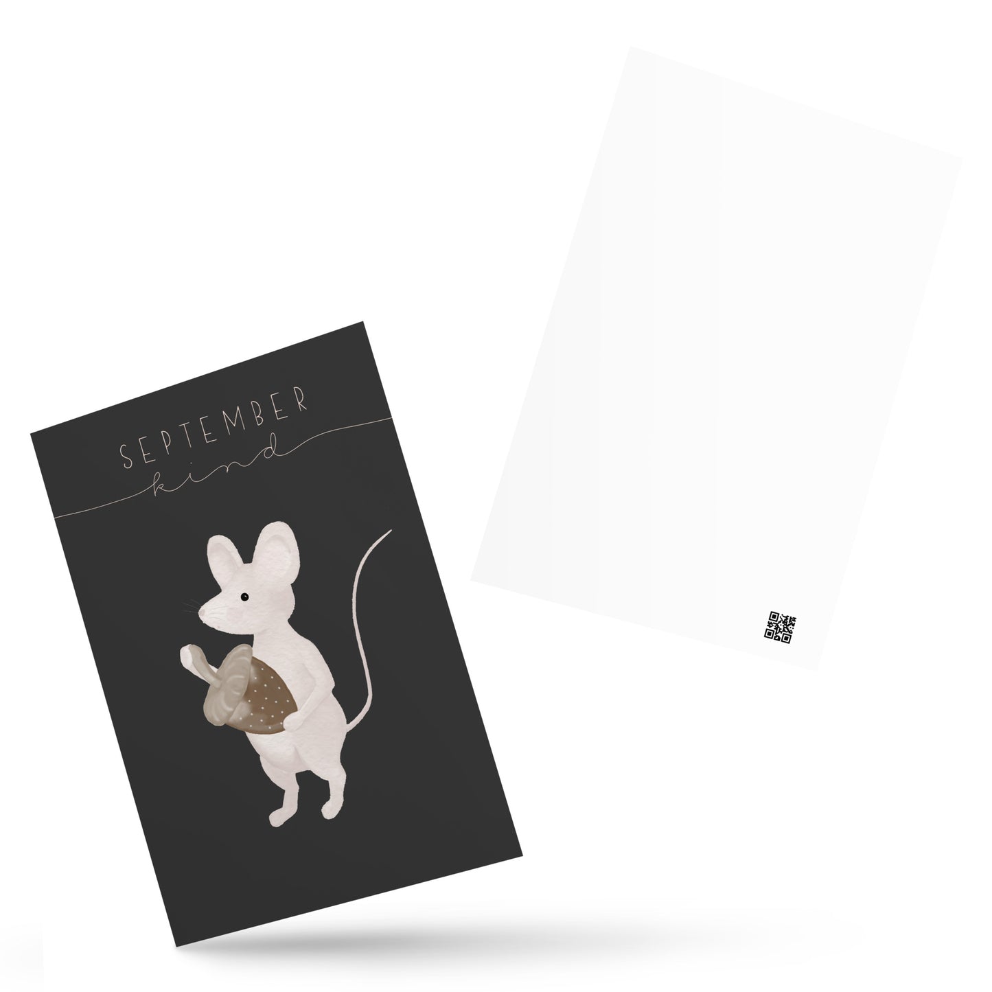 Postkarte kleine Maus "September Kind"