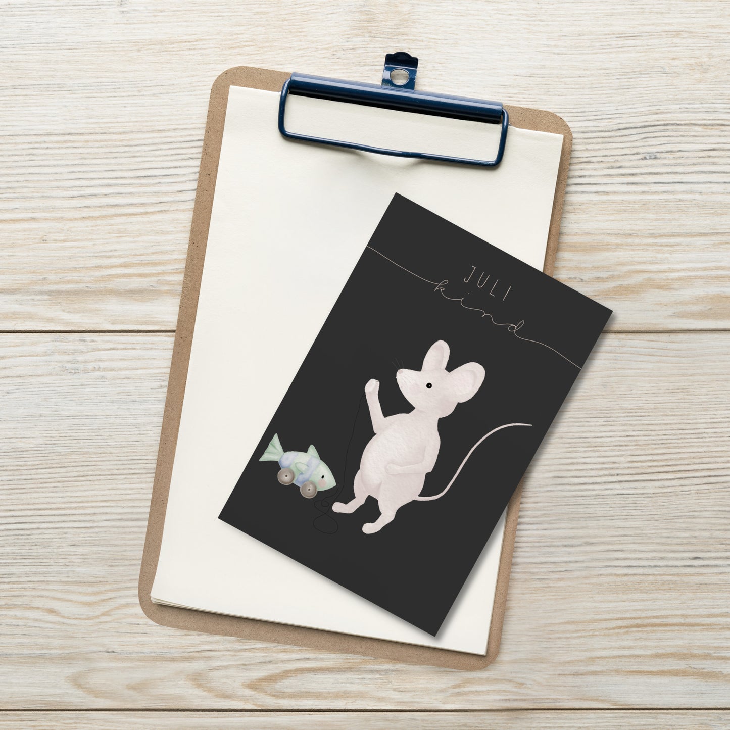 Postkarte kleine Maus "Juli Kind"