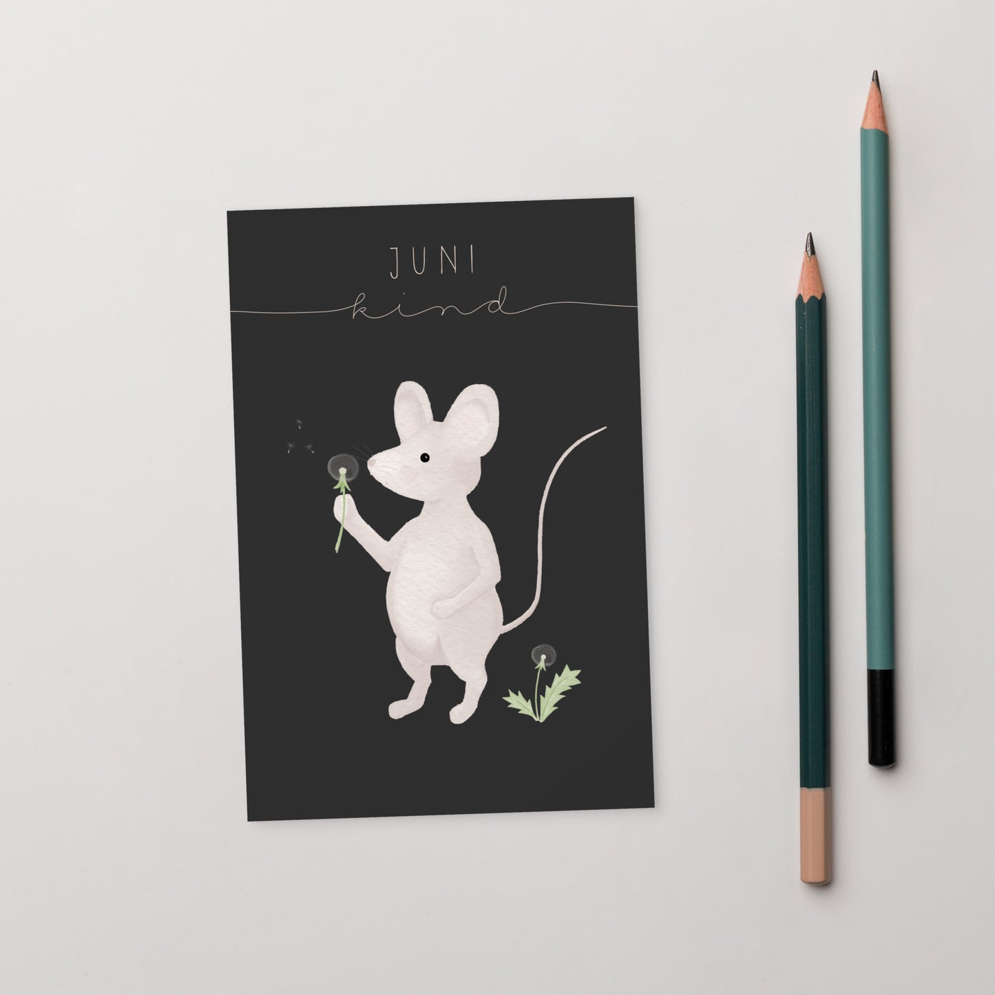 Postkarte kleine Maus "Juni Kind"