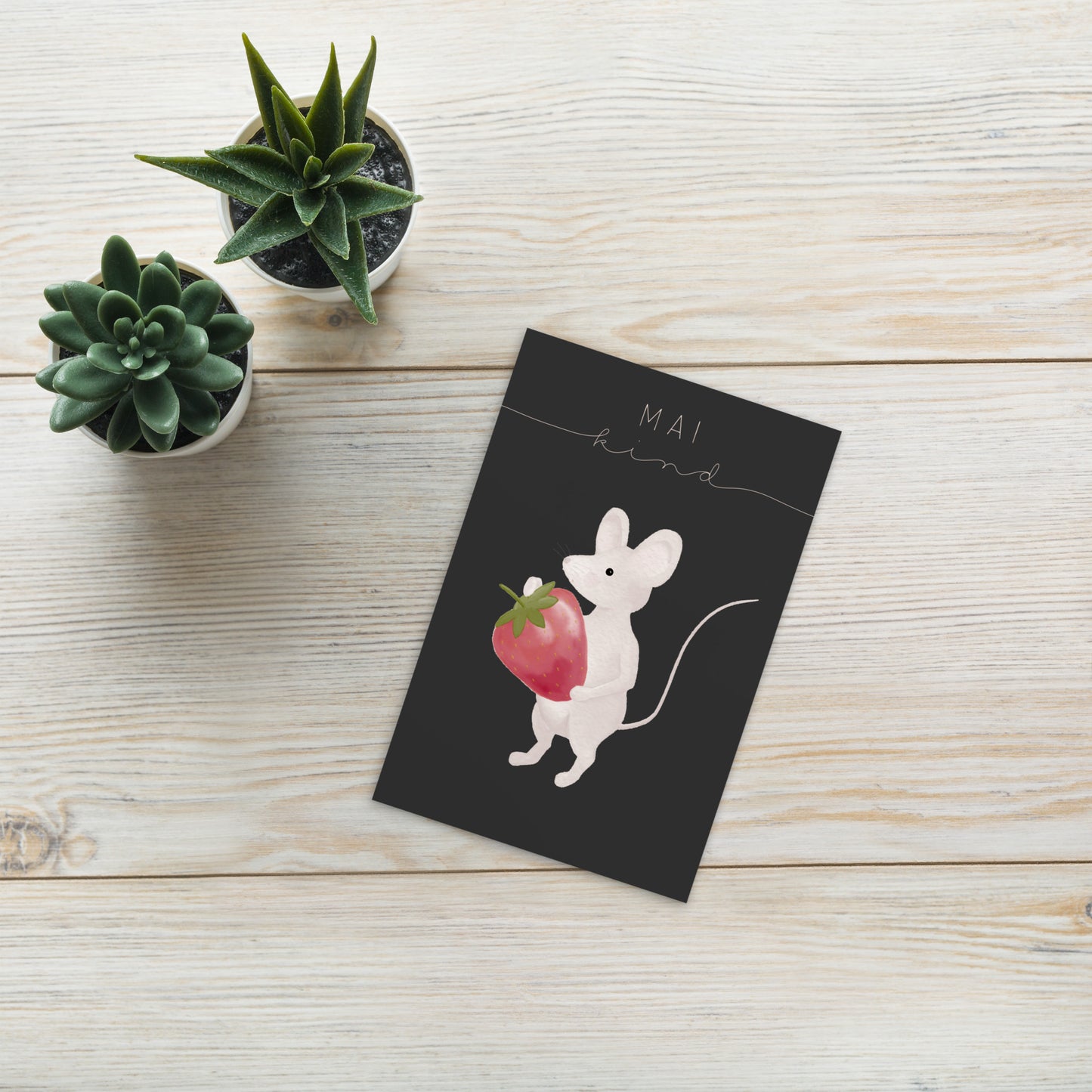 Postkarte kleine Maus "Mai Kind"
